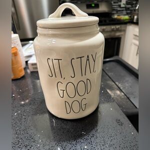 Rae Dunn white ceramic dog treat Jar